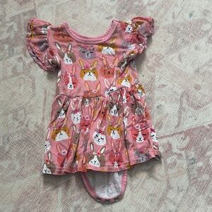 Little Sleepies Pink Bunny Baby Dress